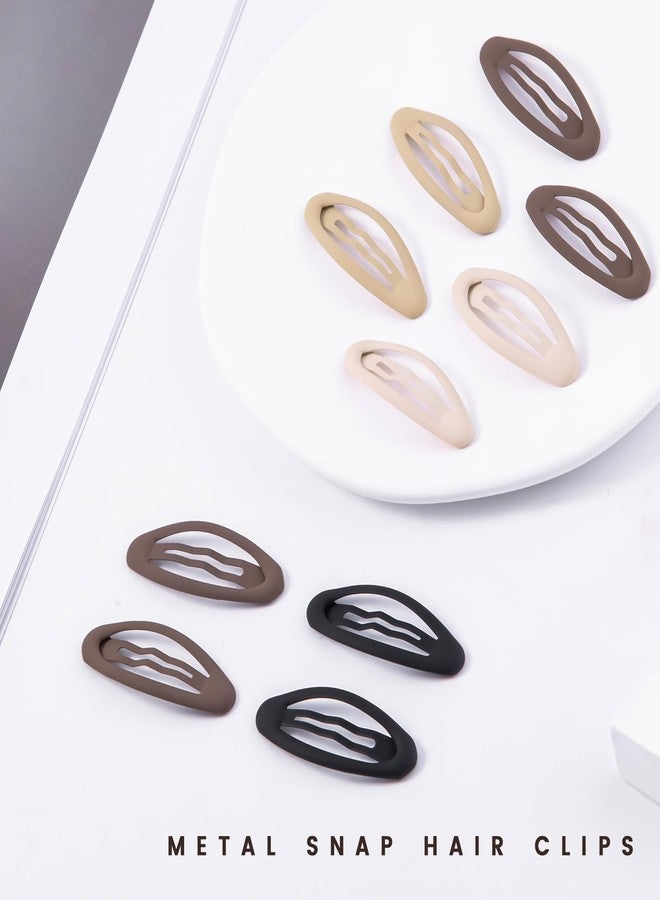 Cptots 20PCS Oval Metal Snap Clips for Women No Slip Small Barrettes for Thin Fine Hair,Matte Black Brown Beige - Image 3